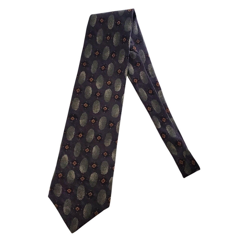 Classics By Axis Mens Silk Tie Navy Blue Gray Length 56"
